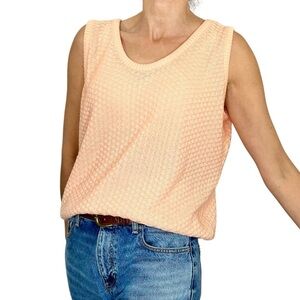 Vintage 80s 90s Canadian made peach orange sleeveless knit tank top sweater